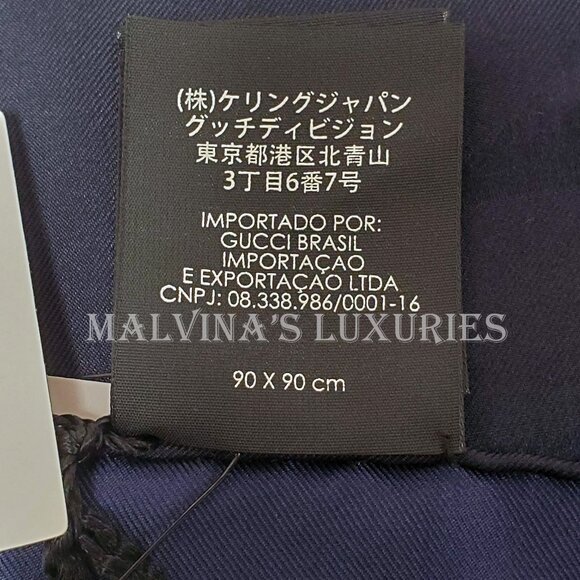 GUCCI SCARF BLUE RED WEB GG LOGO PRINT JACQUARD SILK TWILL FOULARD 35" - Picture 14 of 16